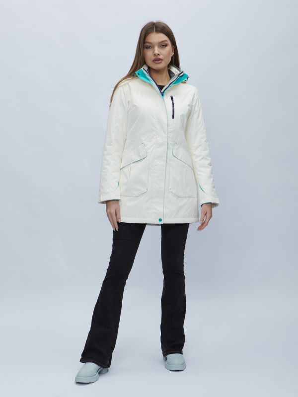 White hooded parka for women 551996Bl